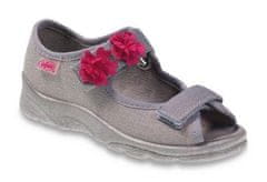 Befado dívčí sandálky s patou MAX 969X103 šedé,2 kytičky velikost 27