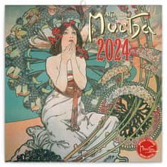 Grooters Poznámkový kalendář Alfons Mucha 2024, 30 × 30 cm