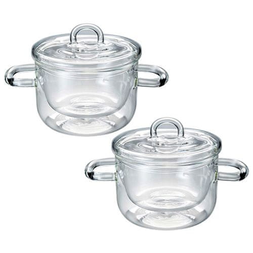 Hrnečky Luigi Bormioli, Pot with handles and lid 25cl | 2 ks x 25 cl