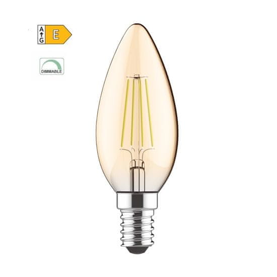 Diolamp  LED Filament Candle žárovka Amber C35 5W/230V/E14/2700K/620Lm/360°/Dim