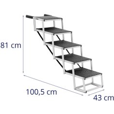 Hliníkové skládací schody pro psy výška 81 cm do 68 kg, 5 stupňů