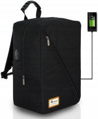 TopKing Cestovní batoh s USB RYANAIR 40 x 20 x 25 cm , černá