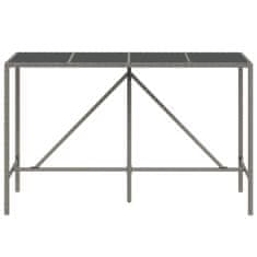 Petromila Barový stůl se skleněnou deskou šedý 180x70x110 cm polyratan