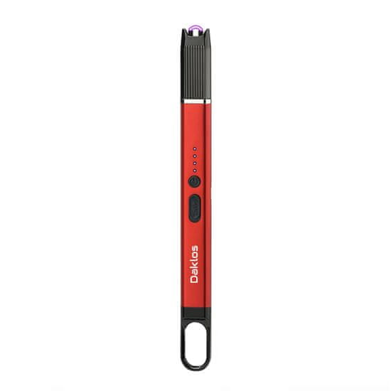 Daklos Elektrický plazmový dlouhý nabíjecí zapalovač na svíčky, plynový sporák a krb - červený