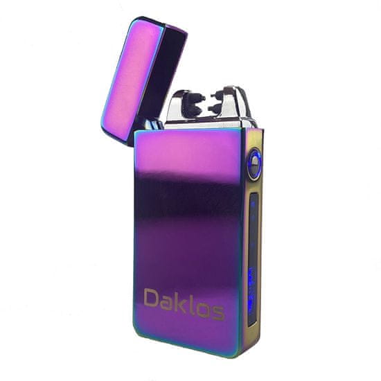 Daklos Nabíjecí plazmový elektrický zapalovač v dárkové krabičce - barevný - stříbrno modro fialový