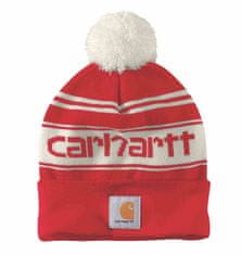 Carhartt Carhartt Knit PomPom Cuffed Logo Červená zimní čepice
