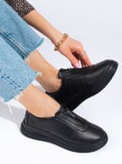 Amiatex Módní polobotky černé dámské bez podpatku + Ponožky Gatta Calzino Strech, černé, 40