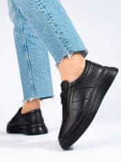 Amiatex Módní polobotky černé dámské bez podpatku + Ponožky Gatta Calzino Strech, černé, 40
