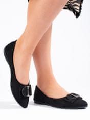 Amiatex Zajímavé černé dámské baleríny bez podpatku + Ponožky Gatta Calzino Strech, černé, 37