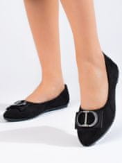 Amiatex Zajímavé černé dámské baleríny bez podpatku + Ponožky Gatta Calzino Strech, černé, 37