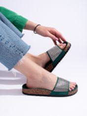 Amiatex Trendy nazouváky zelené dámské bez podpatku, odstíny zelené, 36