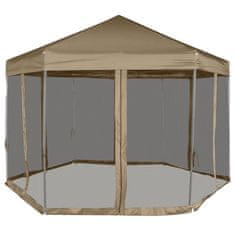shumee Šestihranný pop-up stan s bočnicemi 3,6 x 3,1 m taupe 220 g/m²
