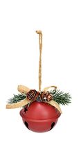 G. Wurm Kovová vánoční rolnička s větvičkou na zavěšení 6cm, červená