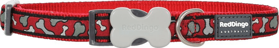 RED DINGO Nylonový obojek s kostičkami červený