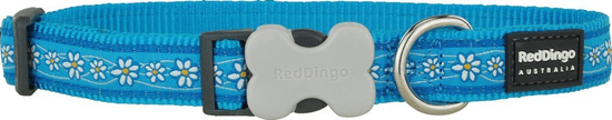 RED DINGO Nylonový obojek s kytičkama modrý