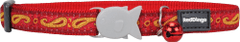 RED DINGO Nylonový červený obojek pro kočku se vzorem PAISLEY
