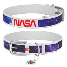 WAUDOG Kožený obojek se vzorem NASA 21 bílý vícebarevná