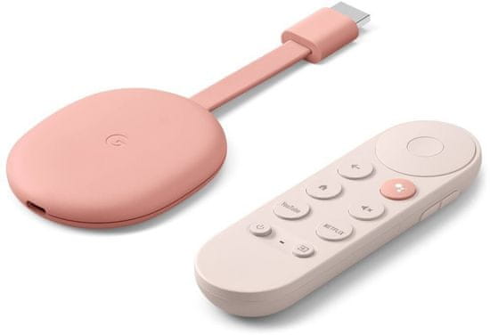 Google Chromecast 4 s Google TV 4K, růžová
