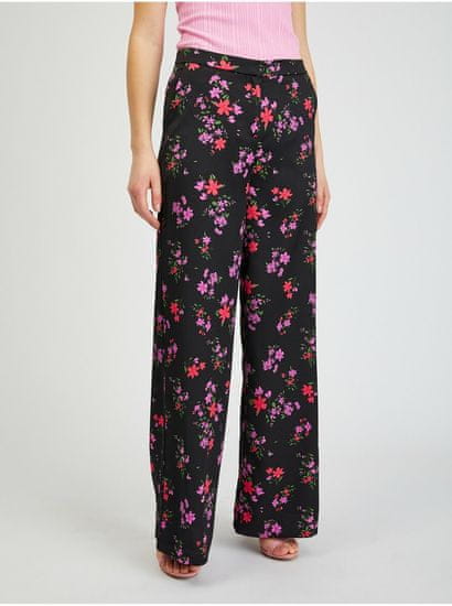 Orsay Černé dámské květované široké kalhoty