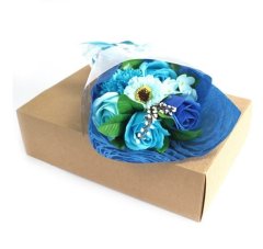 Stojací Mýdlová kytice v krabici Modrá