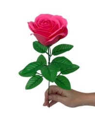 made by ANTEROS Mýdlový květ růže Tmavě Růžová na stonku s lístky