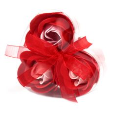 Mýdlové květy Červené růže Srdce 3ks