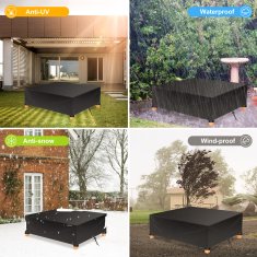 SONNENH Černý kryt nábytku z čistého 420D PU materiálu, voděodolný až do 8000 mm, rozměry 123*123*74 cm