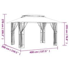 shumee Altán se střechou antracitový 400 x 300 x 270 cm ocel