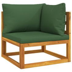 Greatstore 10dílná zahradní sedací souprava zelené podušky masivní dřevo