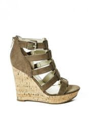Guess Boty Tyfany Gladiator Wedge Sandals - medium brown fabric 37,5