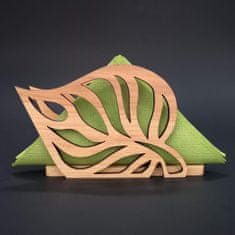 AMADEA Dřevěný stojánek na ubrousky ve tvaru listu, masivní olše, 14x8,5x3,5 cm