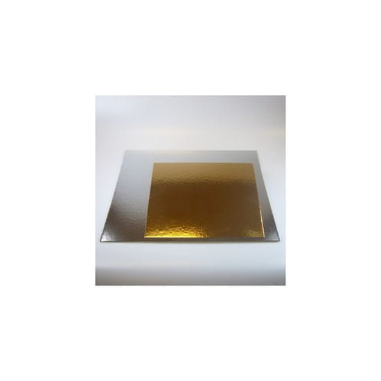 FunCakes Čtvercová podložka pod dort zlatá / stříbrná 25cm