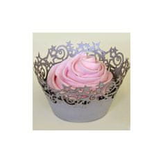 PME Cupcake Wrappers - krajkový košíček - stříbrný - 12ks