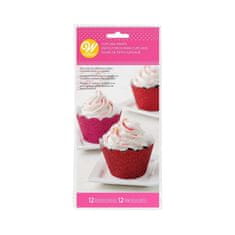 PME Wilton Cupcake Wrappers - červený a růžový třpyt - 24ks