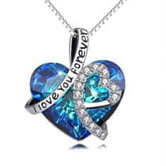 Netscroll Modrý dámský řetízek ve tvaru srdce s nápisem, šperk Titaniku s vzkazem Miluji tě navždy, TitanicNecklace
