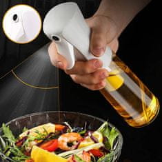 Netscroll Všestranný kuchyňský sprej na olej, ocet a další tekutiny, ideální pro saláty, pečení v troubě nebo fritování v horkovzdušné fritéze (airfryer), ruční sprej na ocet a olej, 200 ml, LiquidSprayer, bílá