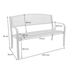 MCW Zahradní lavička F52, lavička park lavička sedadlo, 2-místný práškově lakovaná ocel ~ hnědá