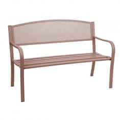 MCW Zahradní lavička F52, lavička park lavička sedadlo, 2-místný práškově lakovaná ocel ~ hnědá
