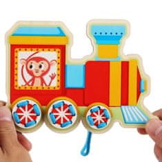 HABARRI  Montessori dřevěné puzzle - Lanová hračka Vozidla