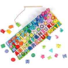 HABARRI Montessori výuková tabule - Písmena a číslice, magnetické rybičky