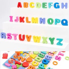 HABARRI Montessori výuková tabule - Písmena a číslice, magnetické rybičky