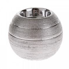 Keramický svícen - stříbrný 8,5 cm