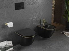 Mexen Lena závěsná wc mísa včetně sedátka s slow-slim, duroplast, černá mat/zlatá linka (30224075)