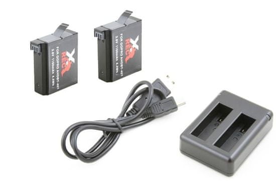 XREC 2x Baterie + Nabíječka USB AHDBT-401 GoPro HERO 4