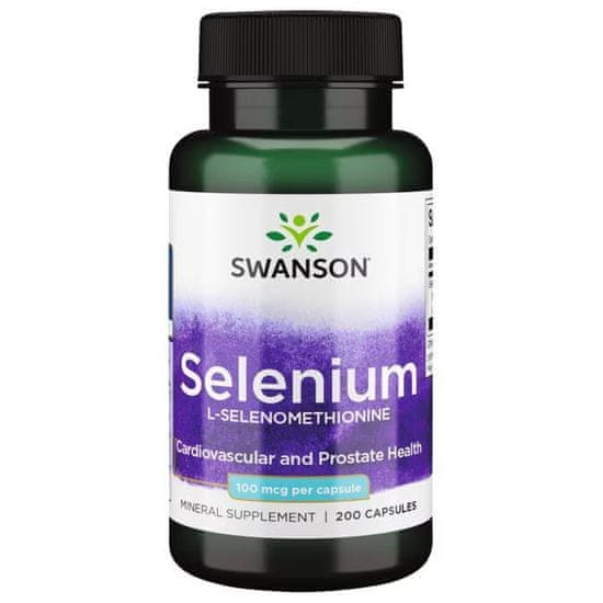 Swanson Selenium (L-selenomethionine), 100 mcg, 200 kapslí