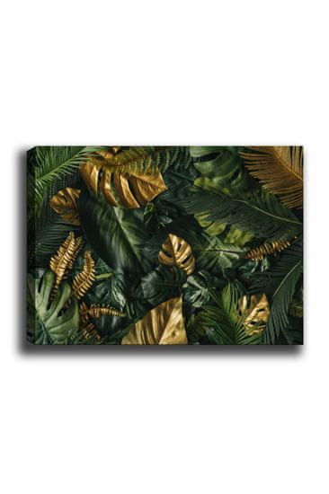 Wallity Obraz GREEN AND GOLD LEAVES 70 x 100 cm