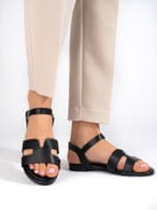 Amiatex Exkluzívní dámské sandály černé bez podpatku, černé, 37