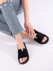 Amiatex Praktické černé dámské nazouváky bez podpatku + Ponožky Gatta Calzino Strech, černé, 37