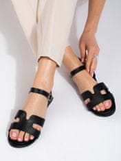 Amiatex Exkluzívní dámské sandály černé bez podpatku, černé, 37