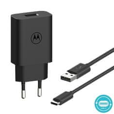 Motorola Nabíječka do sítě TurboPower 20W, 1x USB + USB-C kabel 1m - černá